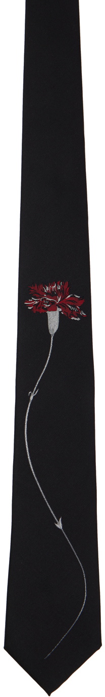 Yohji Yamamoto Black Flower Tie Yohji Yamamoto