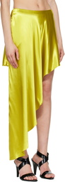 ALAÏA Yellow Pointed Satin Miniskirt