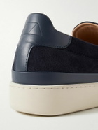 Mulo - Leather-Trimmed Suede Slip-On Sneakers - Blue
