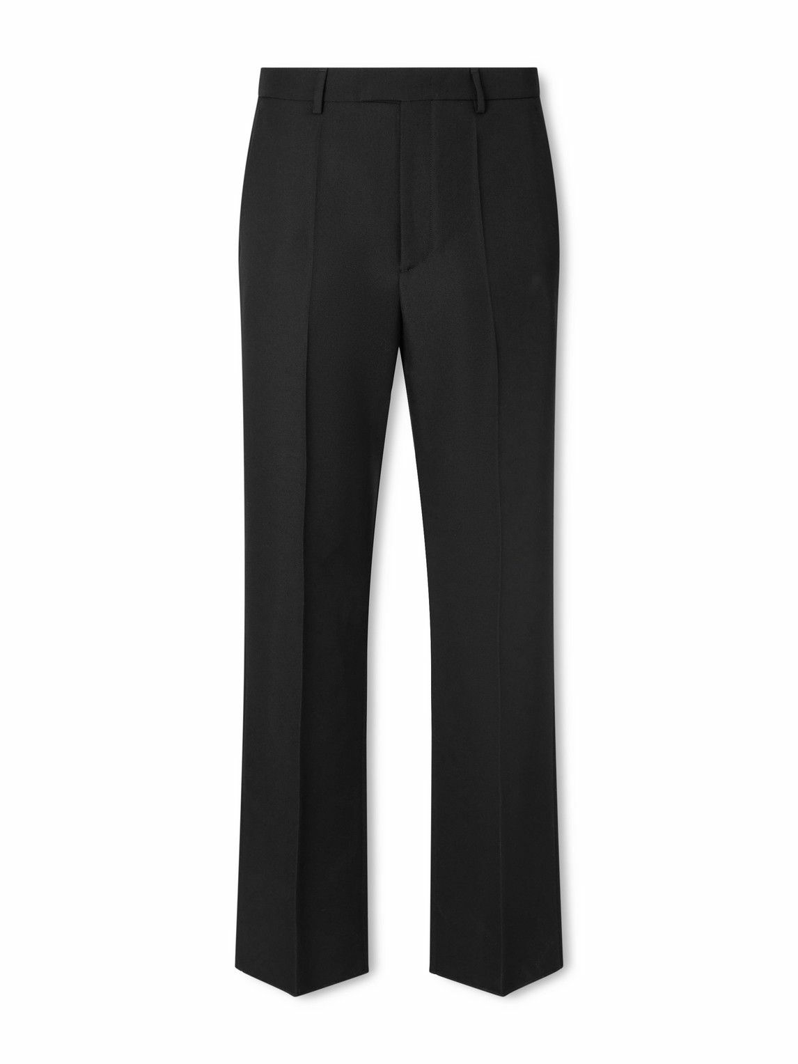 Valentino Garavani - Straight-Leg Pleated Grain de Poudre Wool Trousers - Black