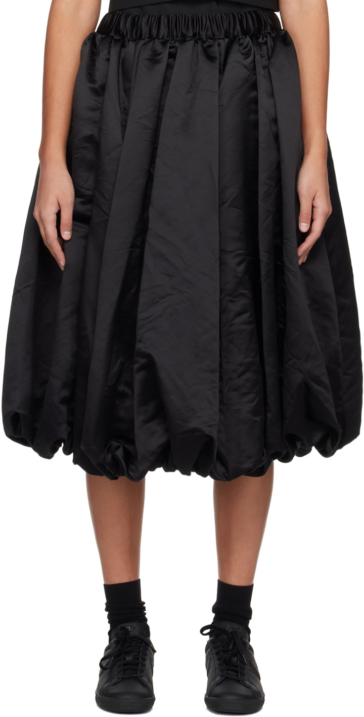 Black Comme des Garçons Black Gathered Midi Skirt