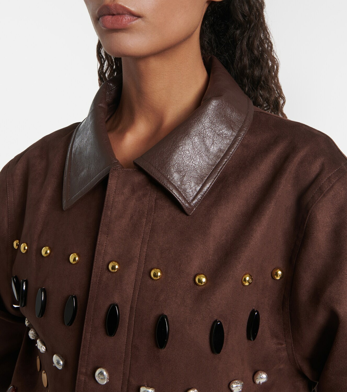 Xu Zhi Embellished faux suede jacket