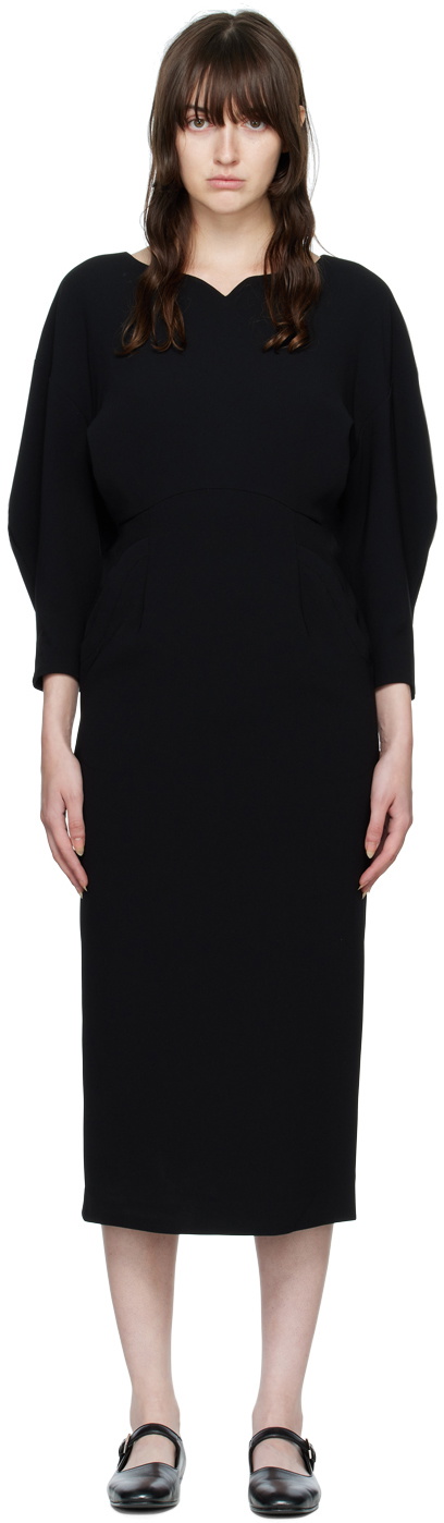 Mame Kurogouchi Black Triacetate Midi Dress Mame Kurogouchi