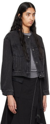 3.1 Phillip Lim Black Crewneck Cropped Denim Jacket