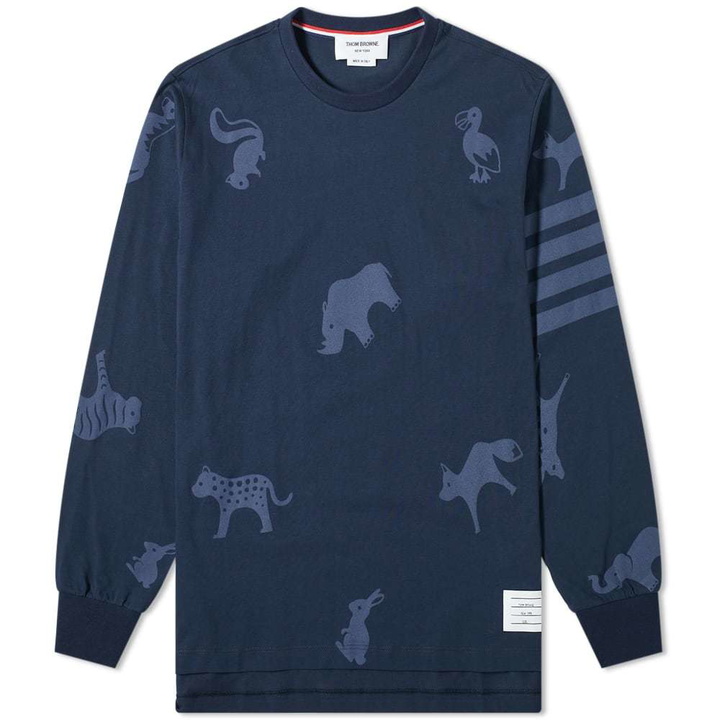 Photo: Thom Browne Long Sleeve 4 Bar Animal Print Tee