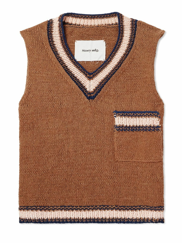 Photo: Story mfg. - Striped Organic Cotton Sweater Vest - Brown