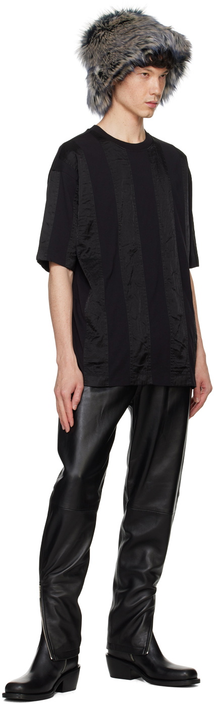 Dries Van Noten Black Drawstring Leather Pants