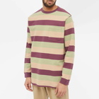 Beams Plus Men's Long Sleeve Stripe Pocket T-Shirt in Purple