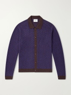 NN07 - Thor 60004 Checked Wool-Blend Cardigan - Blue