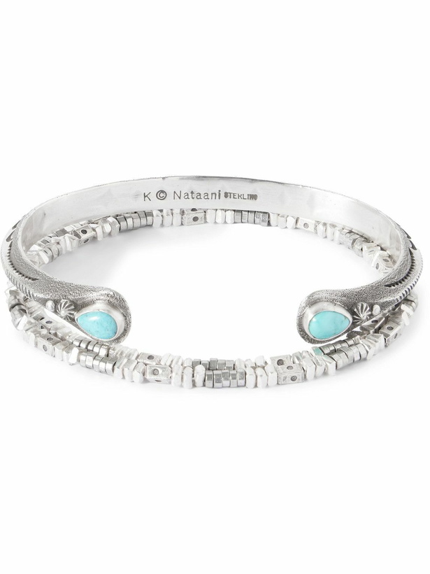 Photo: Peyote Bird - Engraved Silver Turquoise Cuff and Beaded Bracelet Set