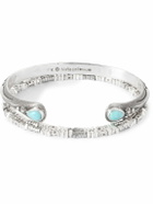 Peyote Bird - Engraved Silver Turquoise Cuff and Beaded Bracelet Set