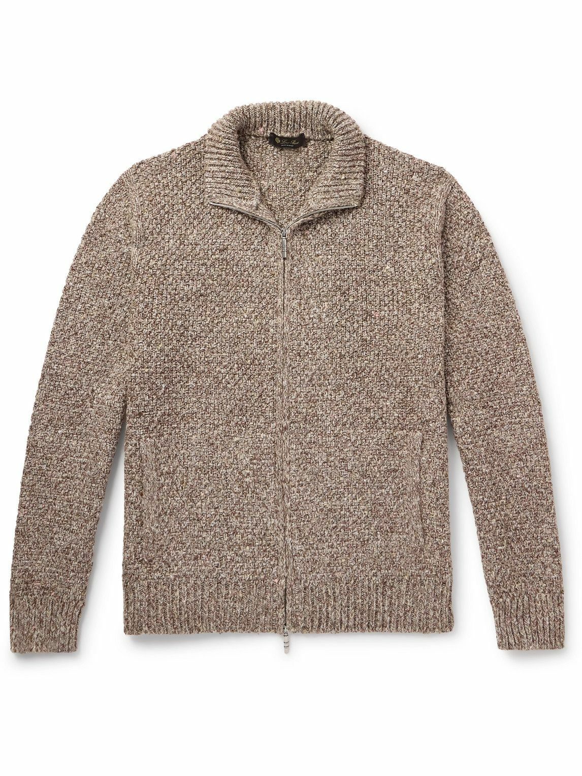 Loro Piana - Suede-Trimmed Cashmere-Blend Zip-Up Cardigan - Gray