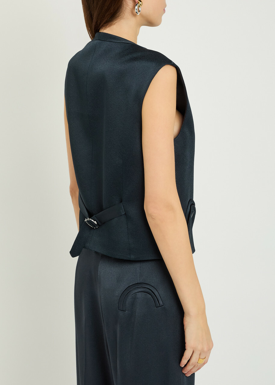 Blaze Milano Feral Satin-crepe Waistcoat Dark Blue