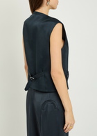 Blaze Milano Feral Satin-crepe Waistcoat Dark Blue
