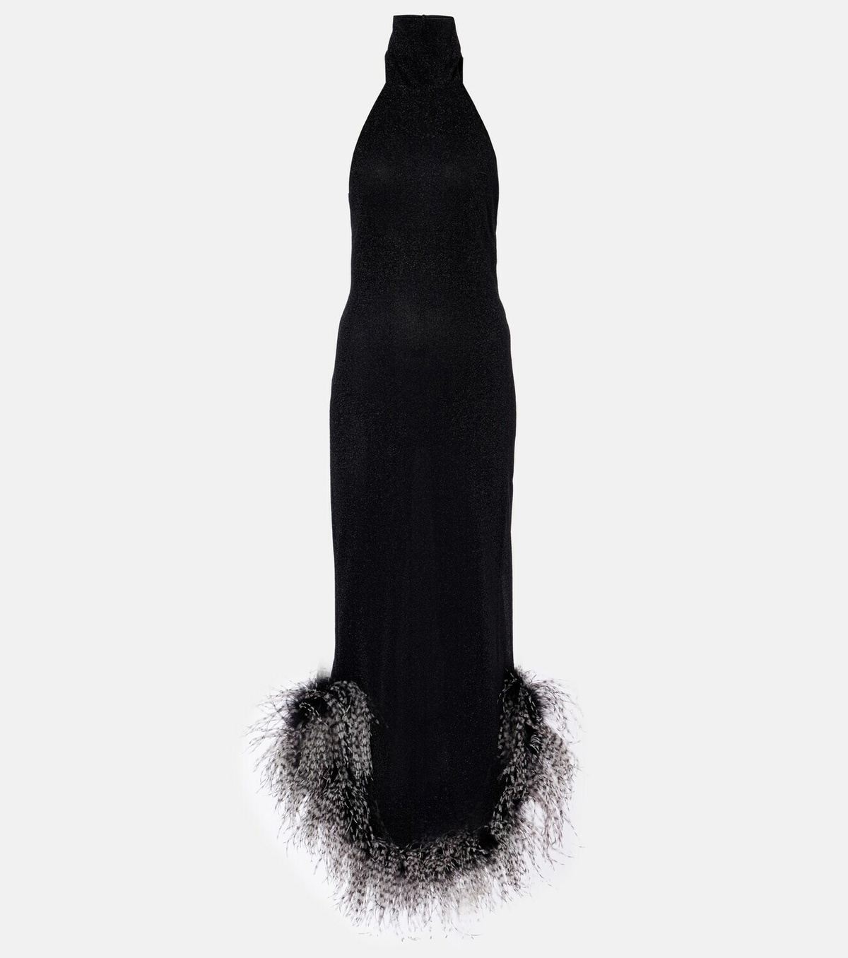 Oséree Lumière Plumage halterneck maxi dress