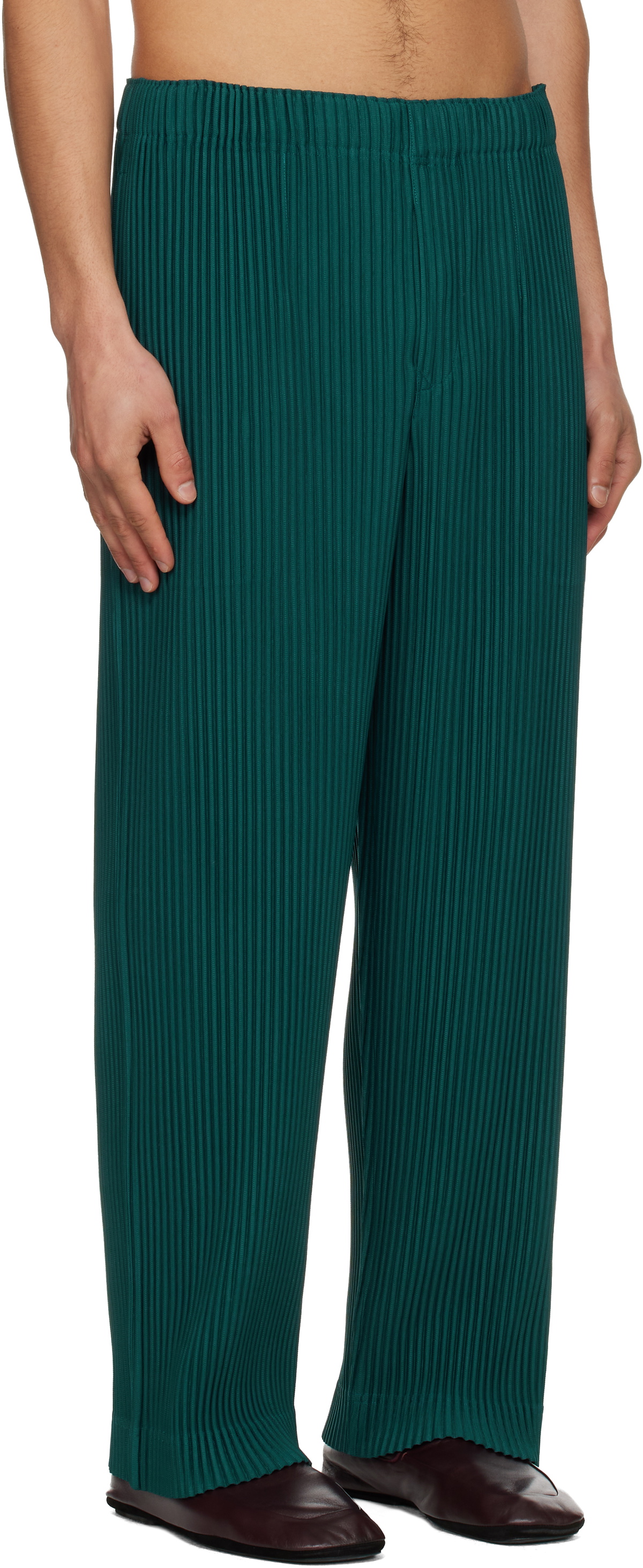HOMME PLISSÉ ISSEY MIYAKE Green Color Pleats 1 Trousers Homme