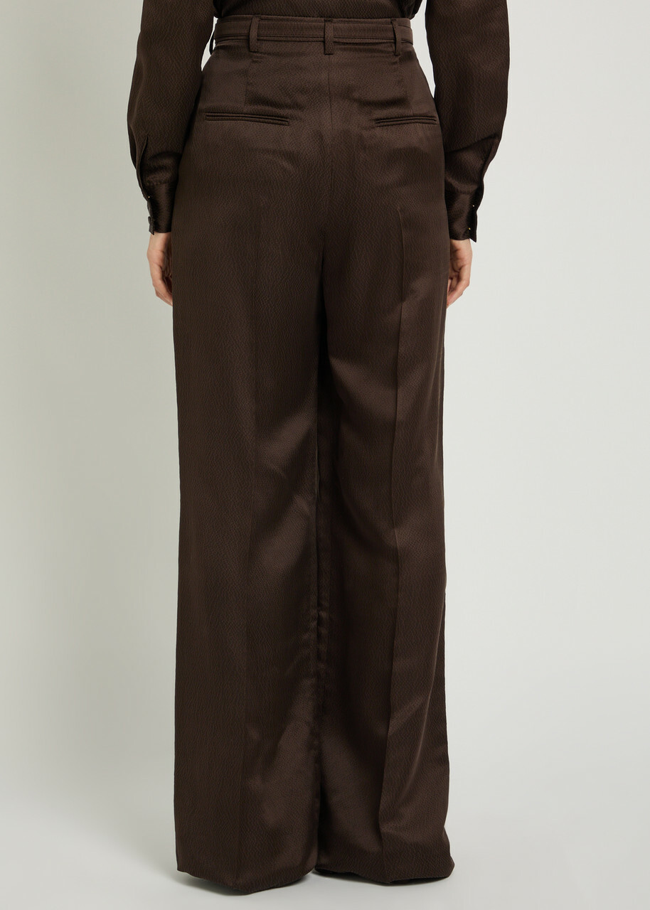 Gabriela Hearst Vargas Belted Silk Trousers Dark Brown