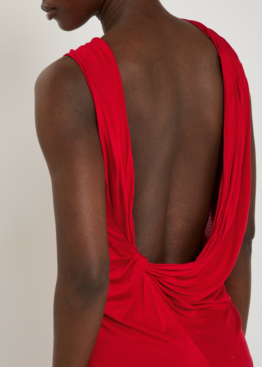 Rick Owens Lilies Shailee Draped Jersey Mini Dress Red