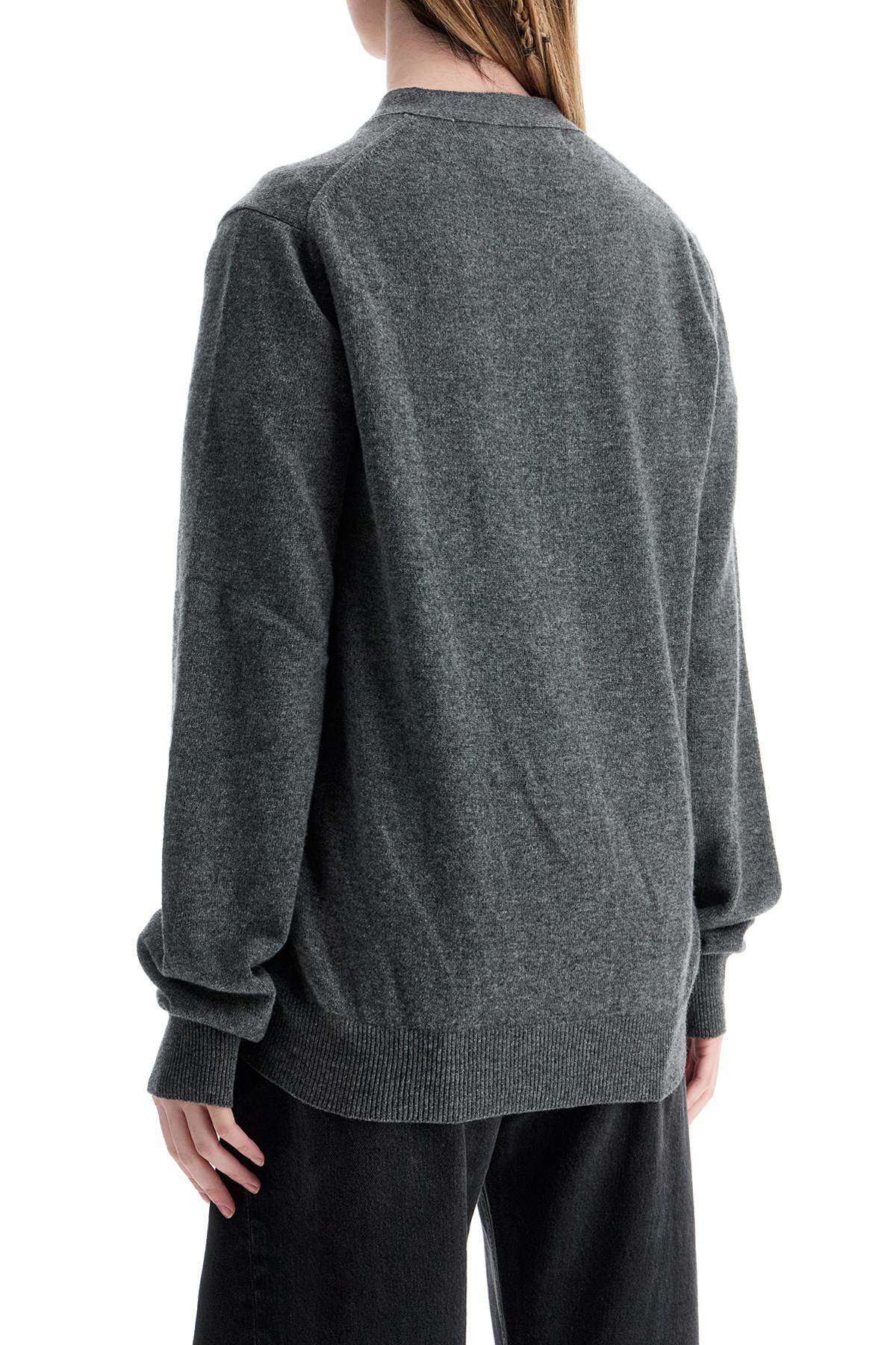COMME DES GARCONS PLAY cardigan unisex in lana grigio con logo cuore Grey