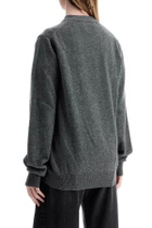 COMME DES GARCONS PLAY cardigan unisex in lana grigio con logo cuore Grey