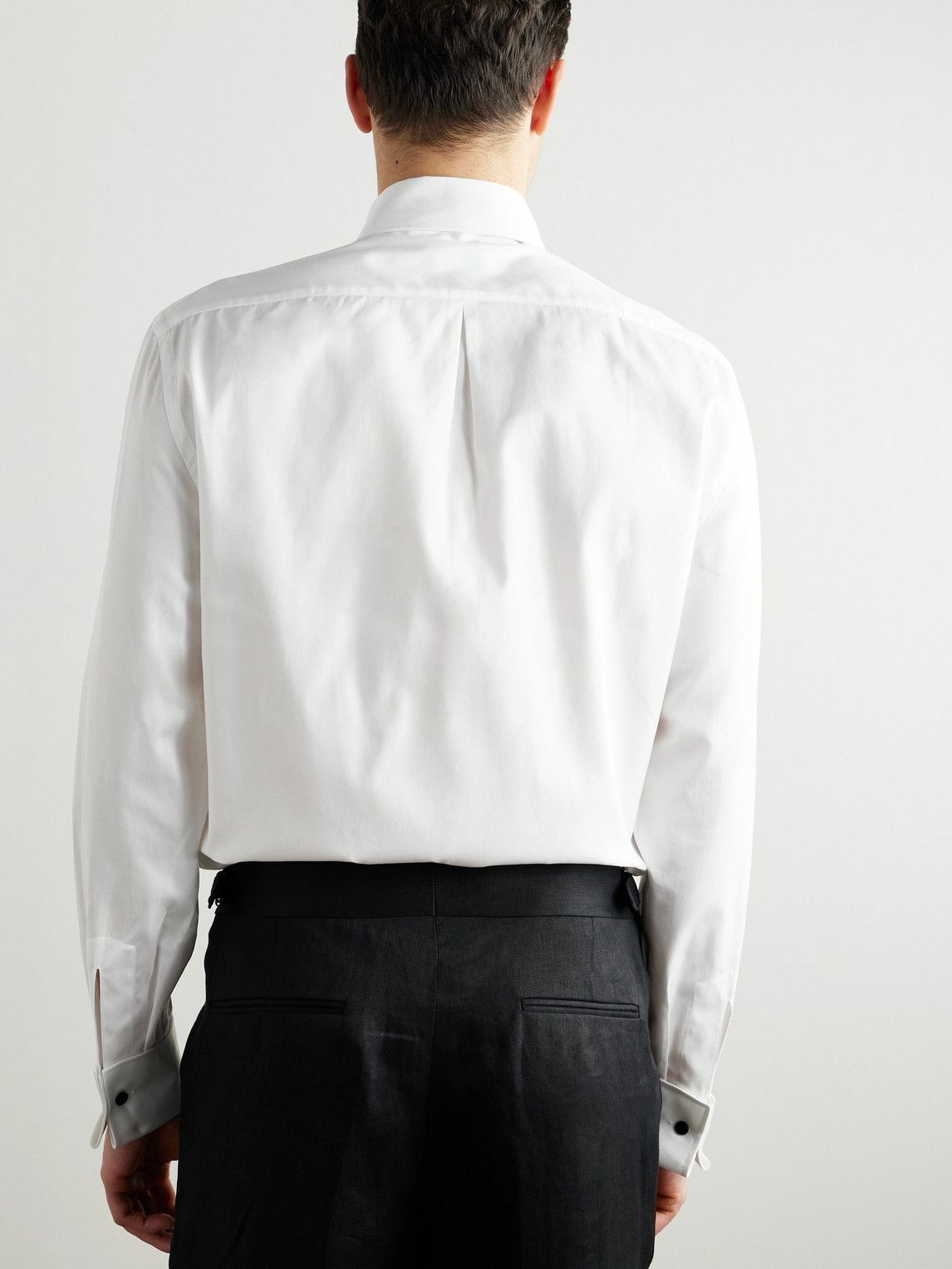 Brunello Cucinelli - Cutaway-Collar Double-Cuff Cotton-Twill Shirt - White