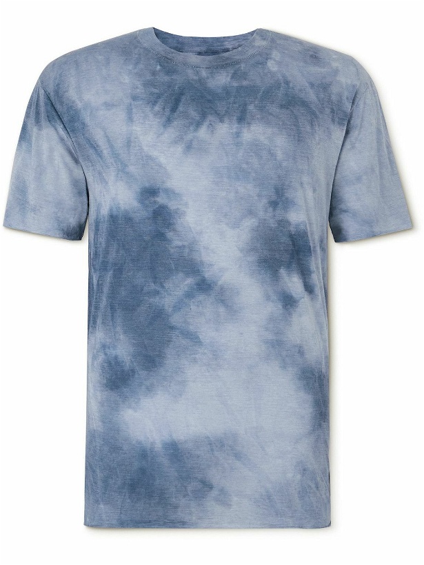 Photo: Satisfy - Distressed Tie-Dyed CloudMerino Wool-Jersey T-Shirt - Blue