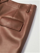 Bottega Veneta - Straight-Leg Leather Trousers - Brown