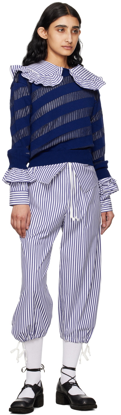 Comme des Garçons Girl Navy & White Striped Trousers