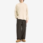 FrizmWORKS Men's Oversized Waffle Pocket Long Sleeve T-Shirt in Cream