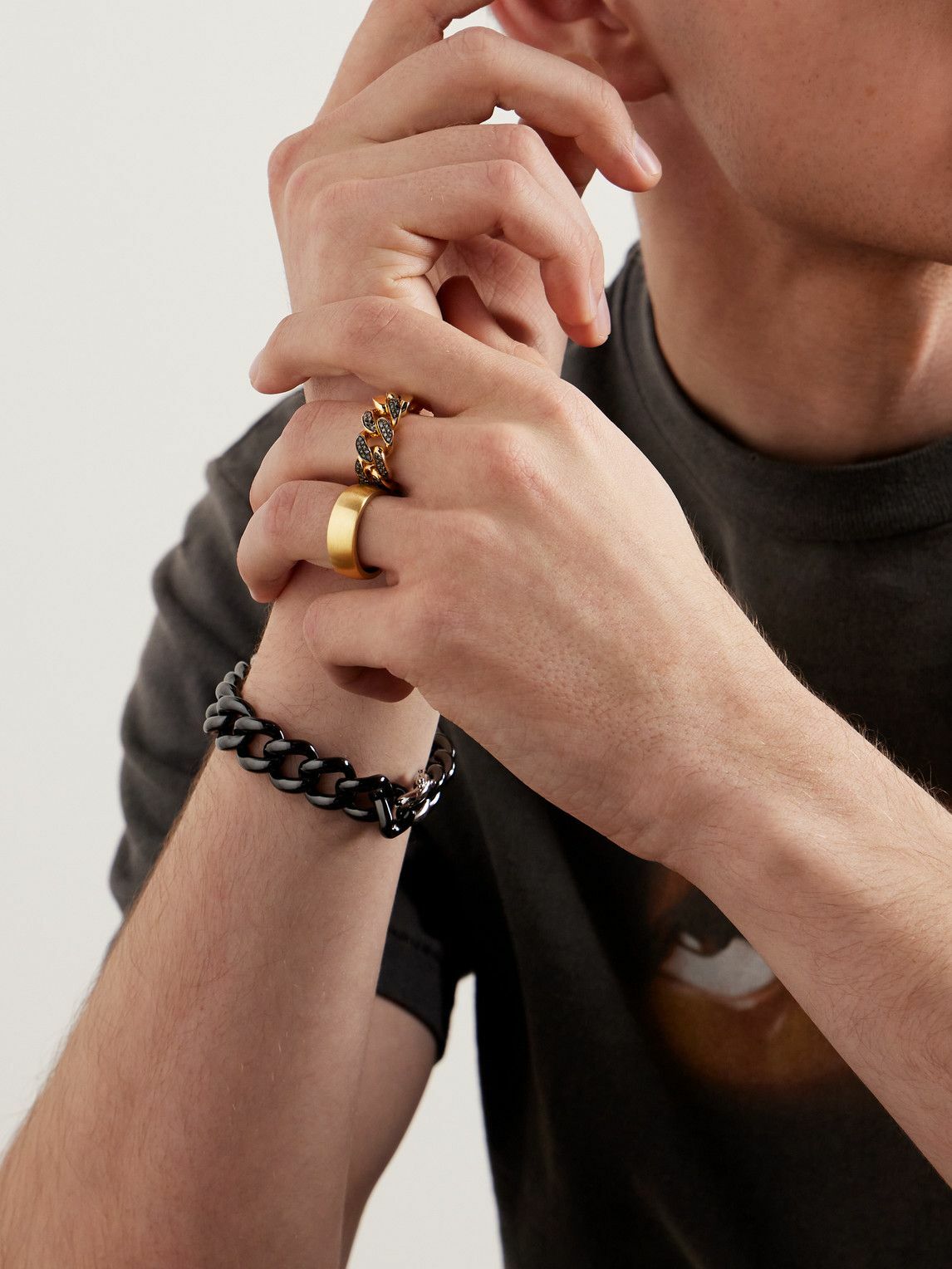 SHAY - Gold Blackened Diamond Ring - Gold