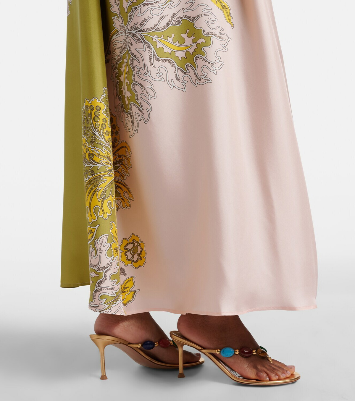 La DoubleJ Roy floral one-shoulder silk twill maxi dress