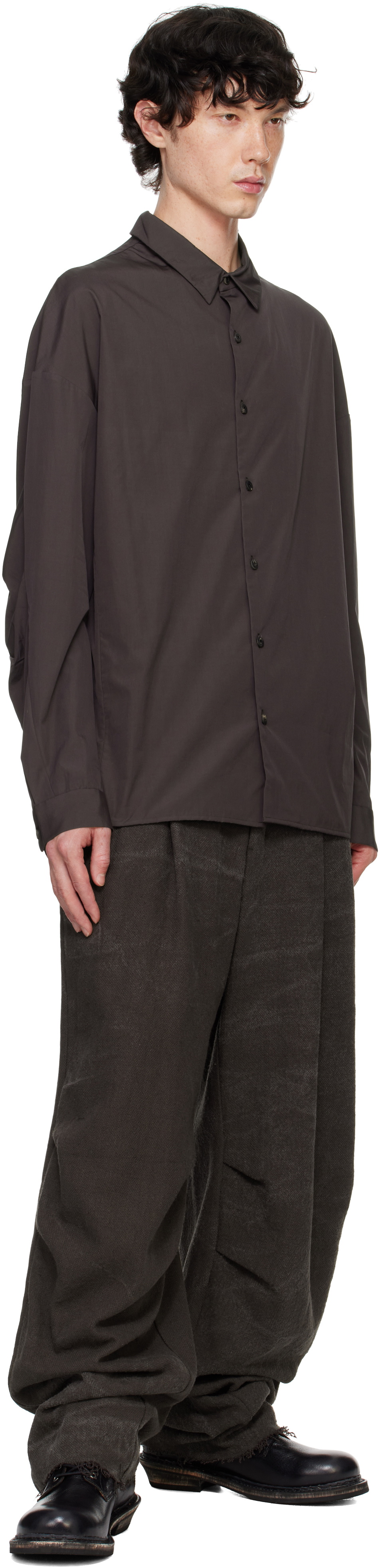 DEVOA Brown Poplin Shirt