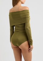 Paris Georgia Otto Off-the-shoulder Stretch-jersey Bodysuit Olive