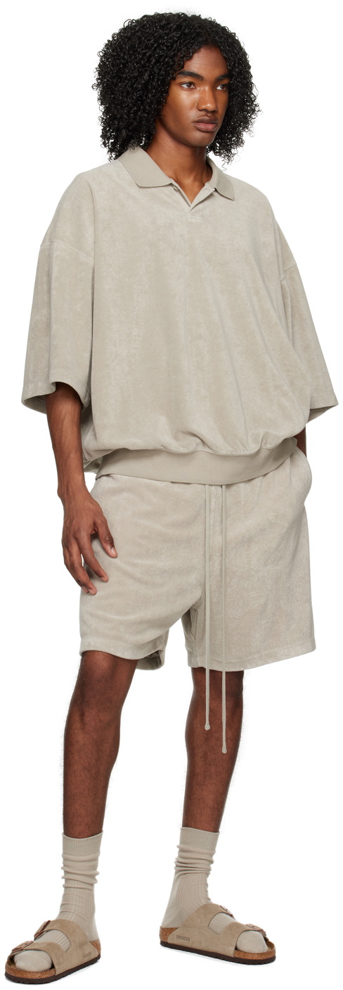 Essentials Gray Single-Button Polo
