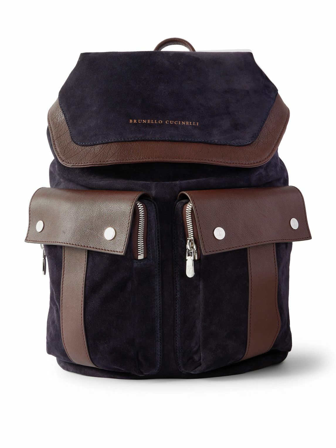 Brunello Cucinelli - Leather-Trimmed Suede Backpack