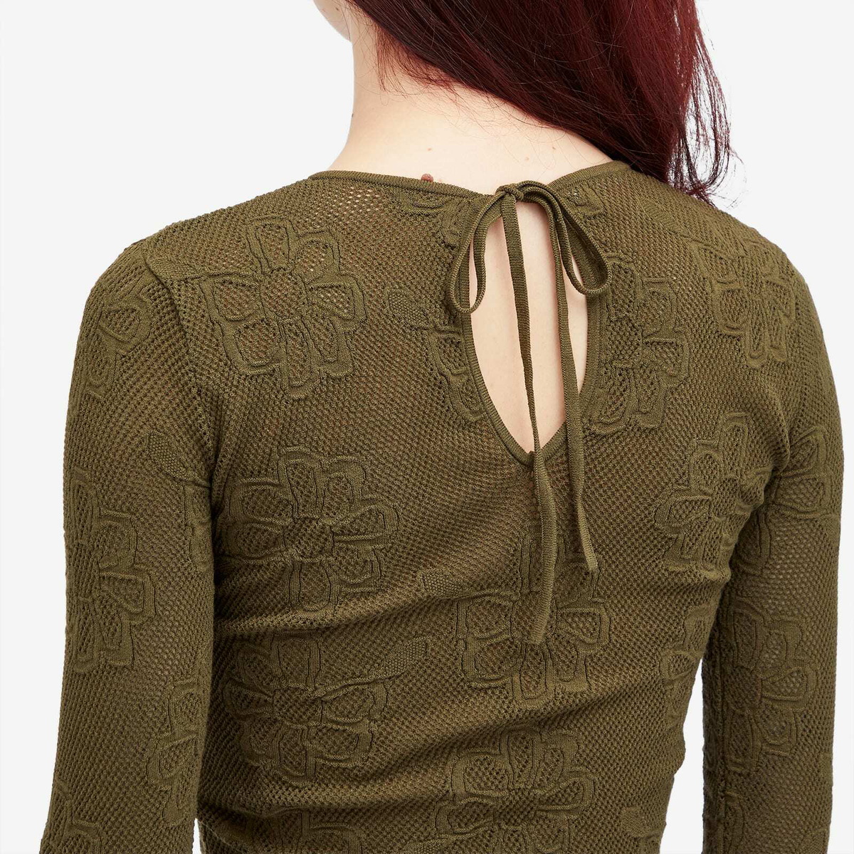 Cecilie Bahnsen Women's Olani Mesh Top in Olive