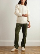 Oliver Spencer - Hudson Straight-Leg Cotton-Corduroy Drawstring Trousers - Green