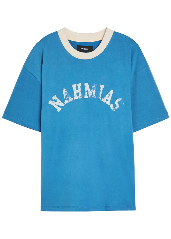 Photo: Nahmias Arch Ringer Logo Cotton T-shirt Blue