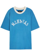 Nahmias Arch Ringer Logo Cotton T-shirt Blue