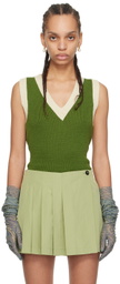 Dries Van Noten Green V-Neck Vest