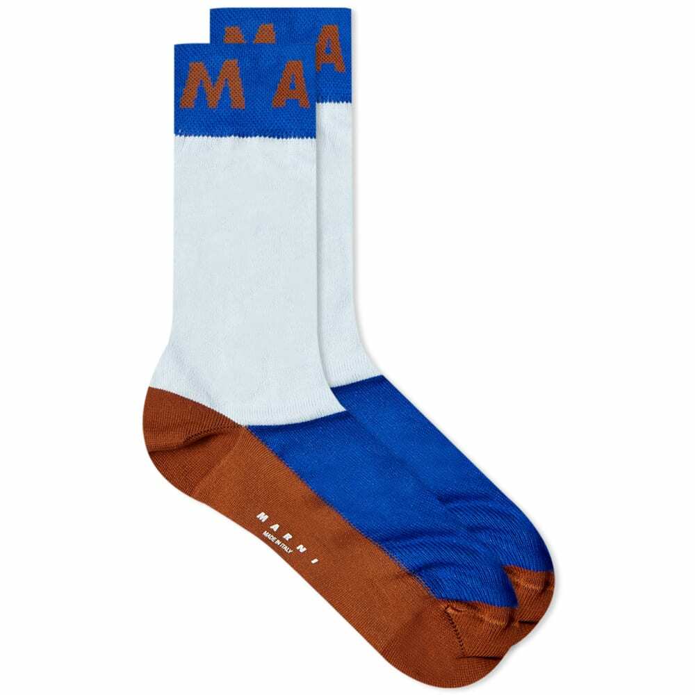 Marni Women's Logo Sock in Illusion Blue Marni
