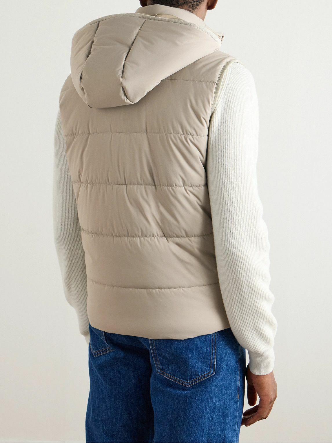 Kiton - Quilted Padded Shell Hooded Gilet - Neutrals