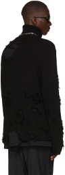 Balenciaga Black Cotton Knit Destroyed Turtleneck