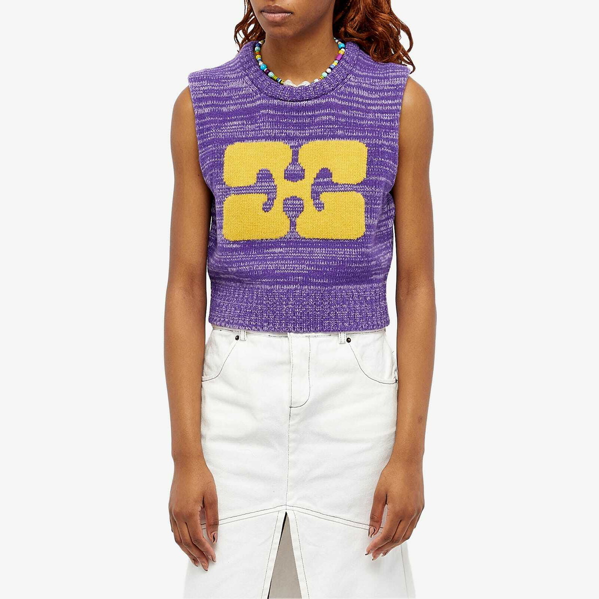 GANNI Women's Graphic Crop Vest in Purple Wine GANNI