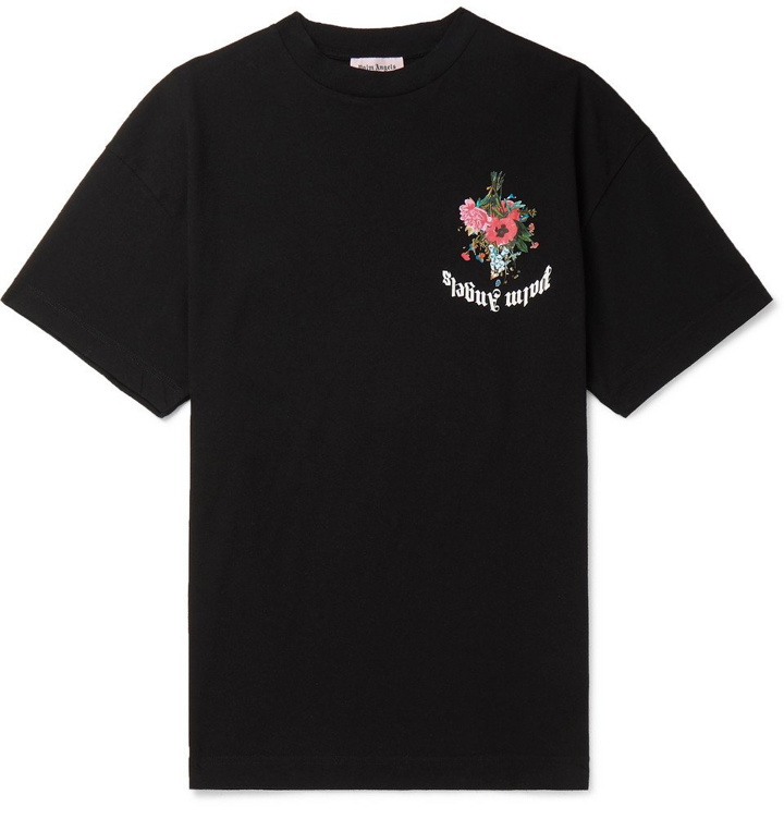 Photo: Palm Angels - Printed Cotton-Jersey T-Shirt - Black