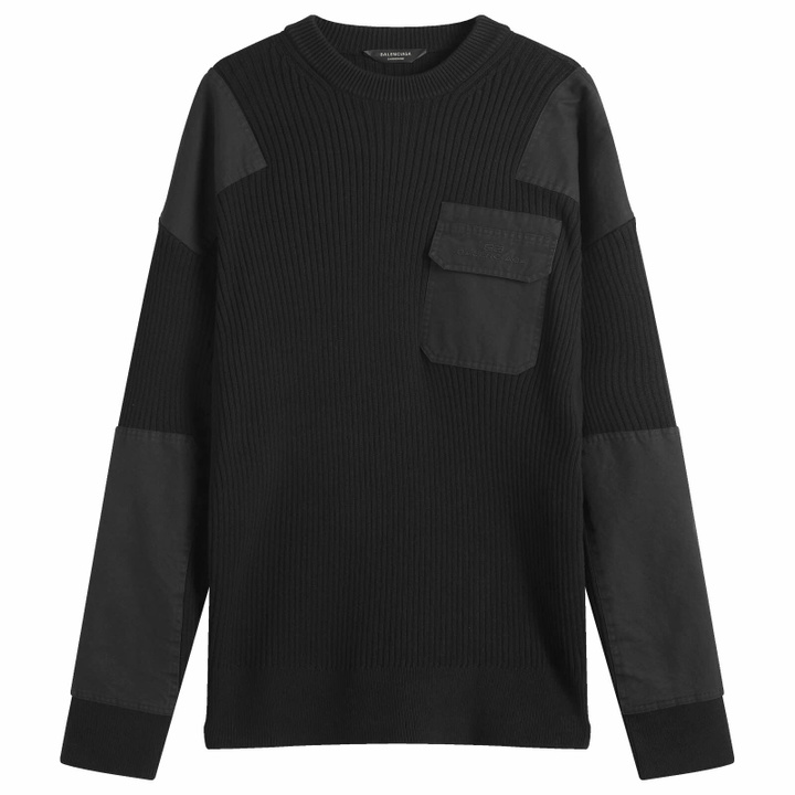 Photo: Balenciaga Men's Cotton Military Sweater in Black