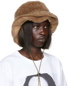 sacai Brown Faux-Shearling Bucket Hat