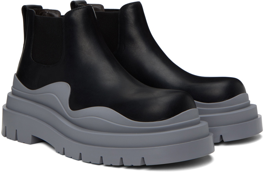 Bottega Veneta Black & Gray Tire Chelsea Boots Bottega Veneta