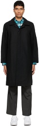 OVERCOAT Black Wool Melton Soutien Coat