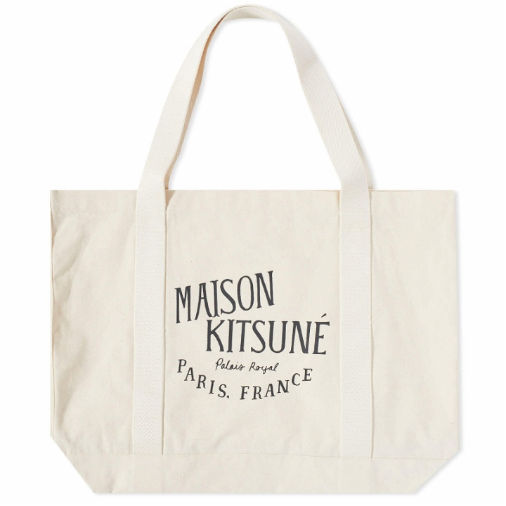 Photo: Maison Kitsuné Men's Palais Royal Shopping Bag in Ecru